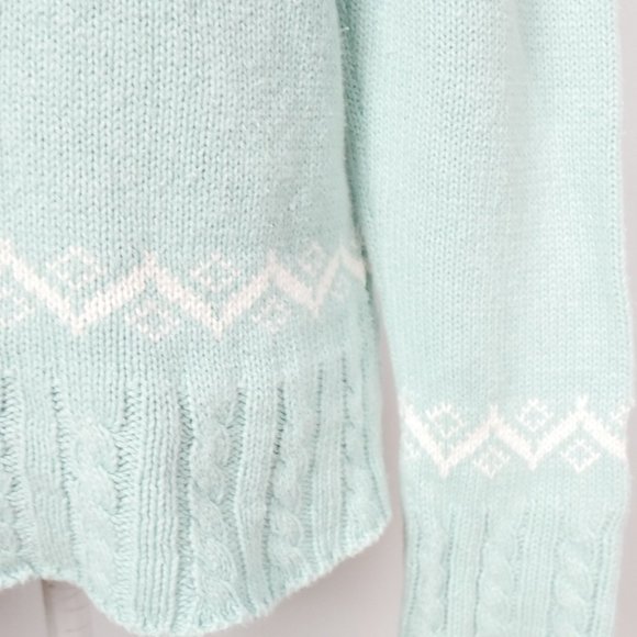 Vintage Y2K Northern Reflections Light Blue Turtleneck w/ White Snowflake Large - Picture 4 of 12